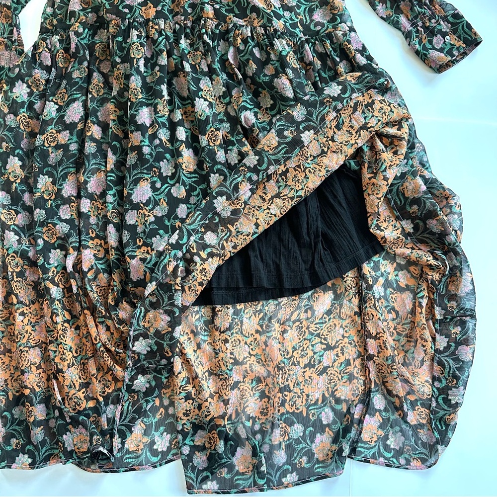 Free People See It Through Dress in Black Combo Floral | XL | EUC - Picture 10 of 14